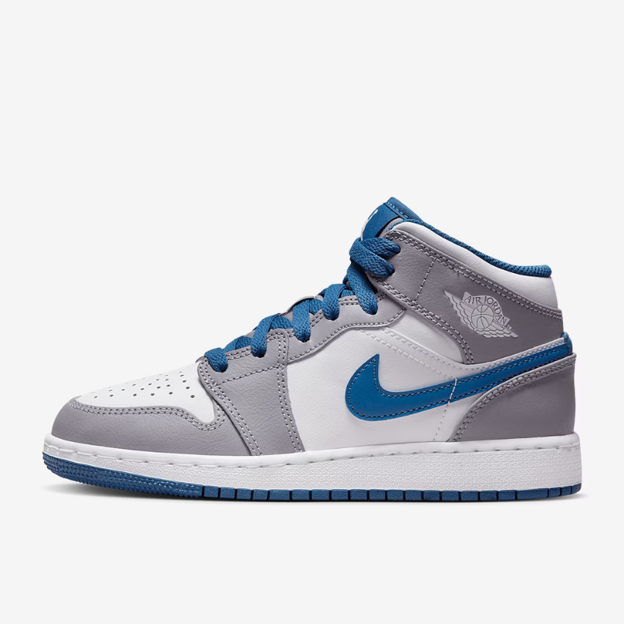 Air Jordan 1 Mid Older Kids (GS)Cement Grey/White/True Blue