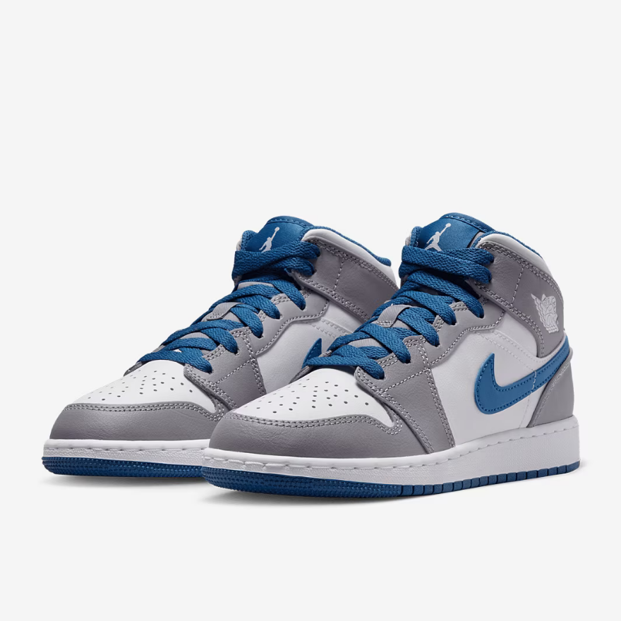 Air Jordan 1 Mid Older Kids (GS)Cement Grey/White/True Blue