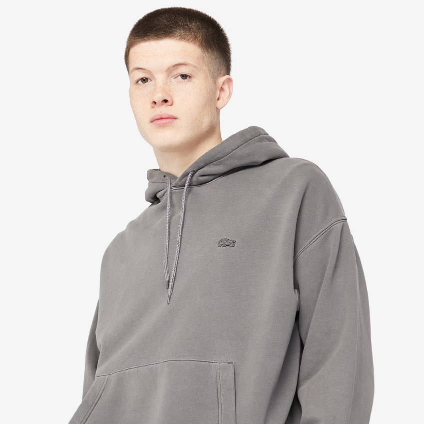 Lacoste Loose Fit Cotton HoodieEco Iron Gate