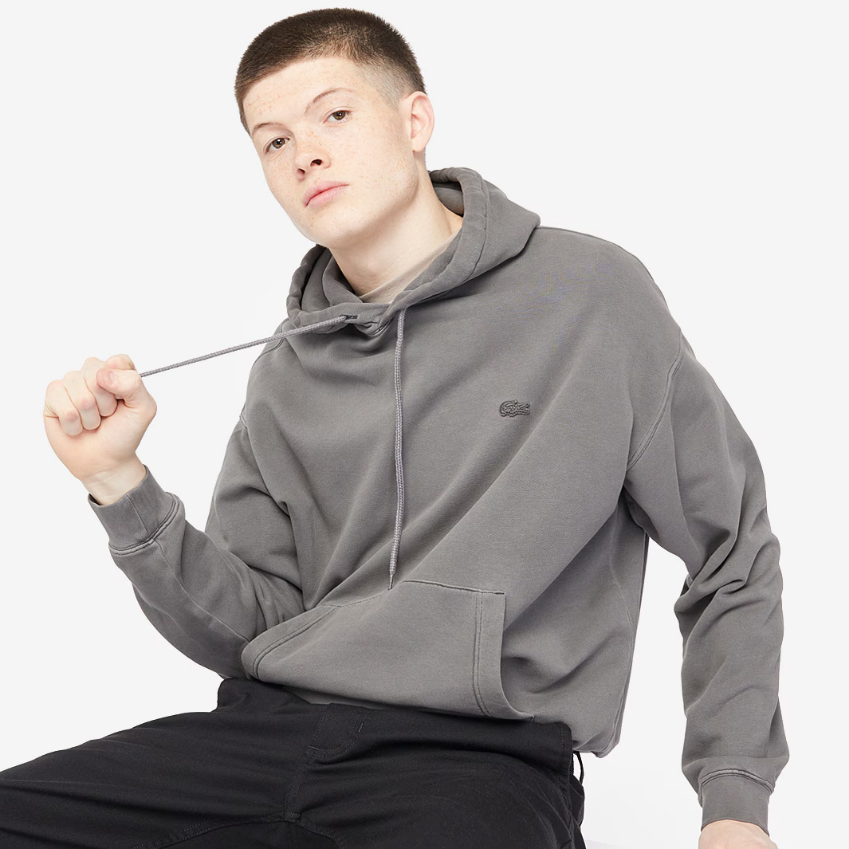 Lacoste Loose Fit Cotton HoodieEco Iron Gate