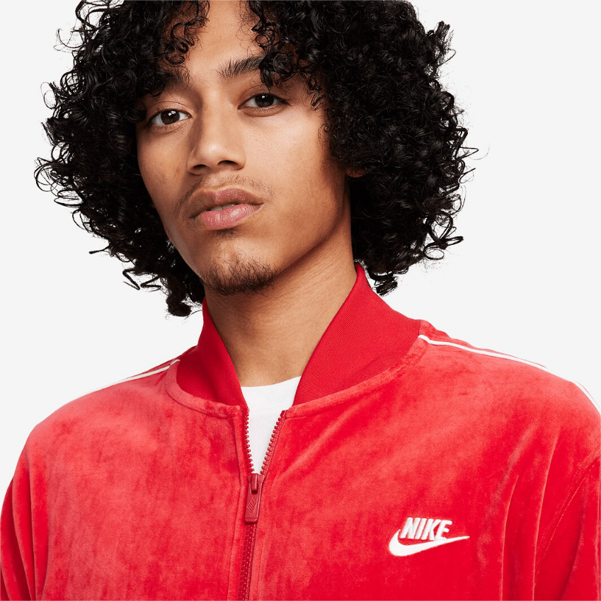 Nike Sportswear Club Velour JacketUniversity Red/White