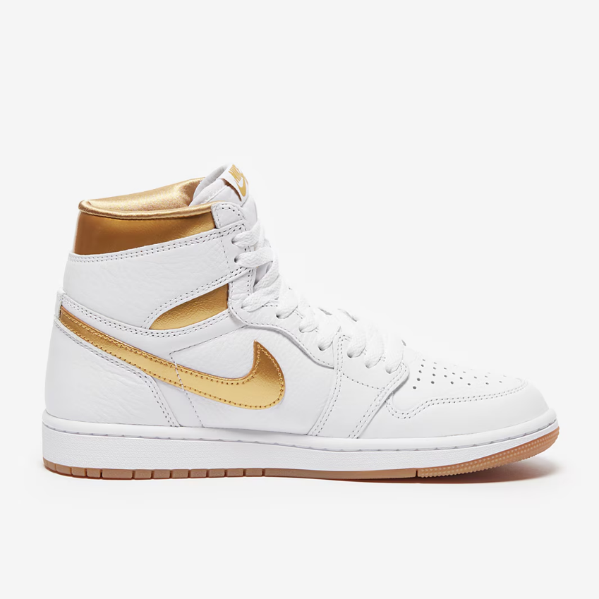 Womens Air Jordan 1 Retro High OGWhite/Metallic Gold/Gum Light Brown