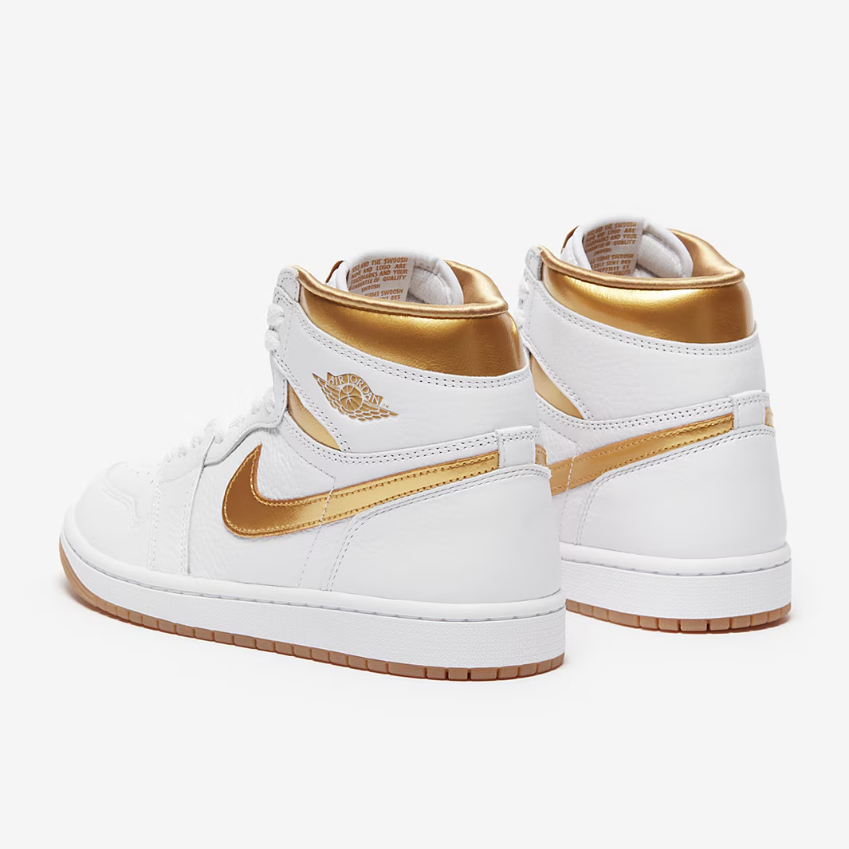 Womens Air Jordan 1 Retro High OGWhite/Metallic Gold/Gum Light Brown