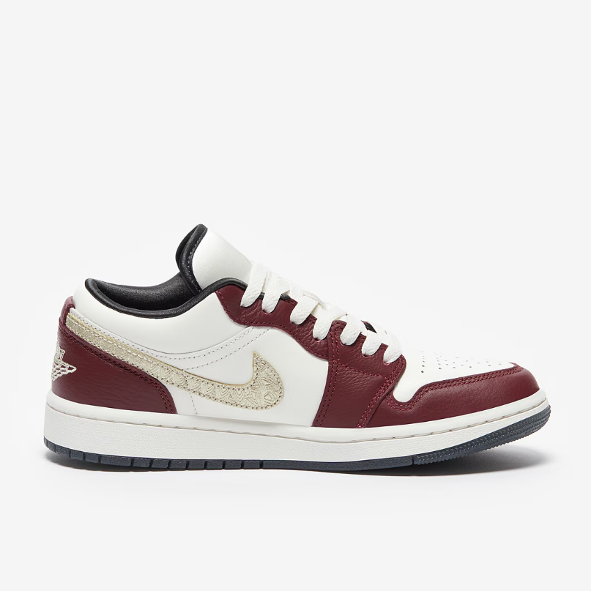 Womens Air Jordan 1 Low SE CNYSail/Metallic Gold Grain/Dark Team Red