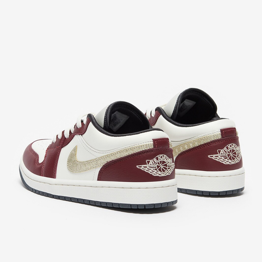 Womens Air Jordan 1 Low SE CNYSail/Metallic Gold Grain/Dark Team Red