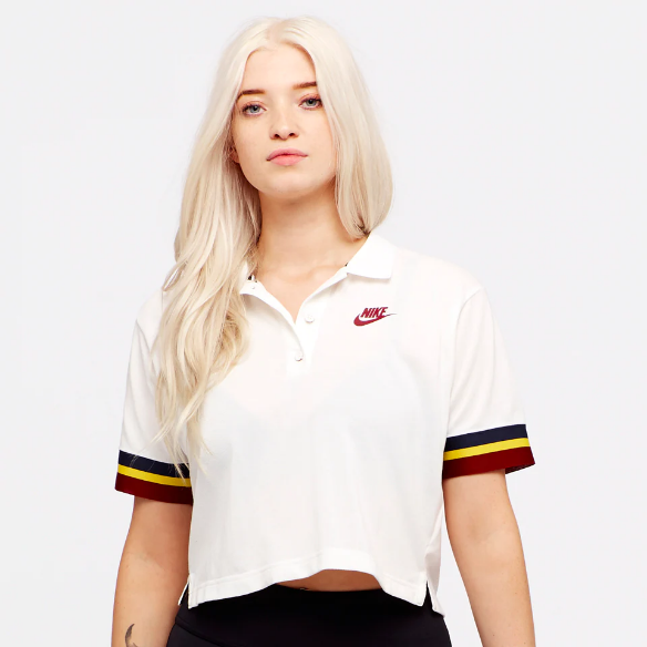 Nike Womens Sportswear Polo Crop Tee - Sail