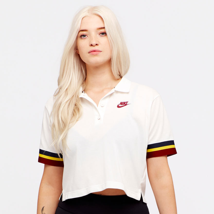 Nike Womens Sportswear Polo Crop Tee - Sail