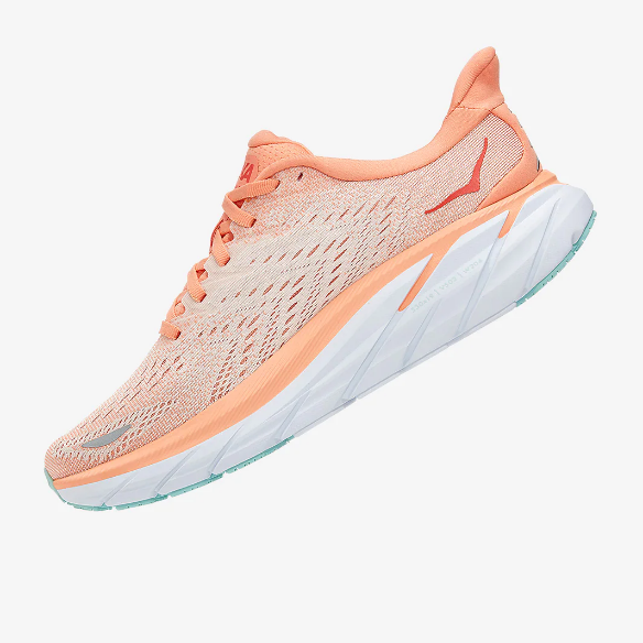 Hoka Womens Clifton 8 - Cantaloupe/Silver Peony