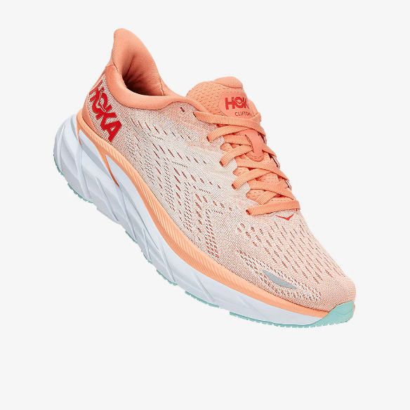 Hoka Womens Clifton 8 - Cantaloupe/Silver Peony