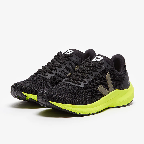 VEJA Womens Marlin LT - Black/Kaki/Jaune-Fluo