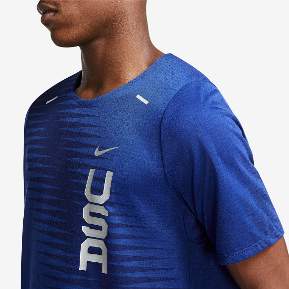 Nike USA Rise 365 Short Sleeve Top - Deep Royal Blue/Reflective Silv