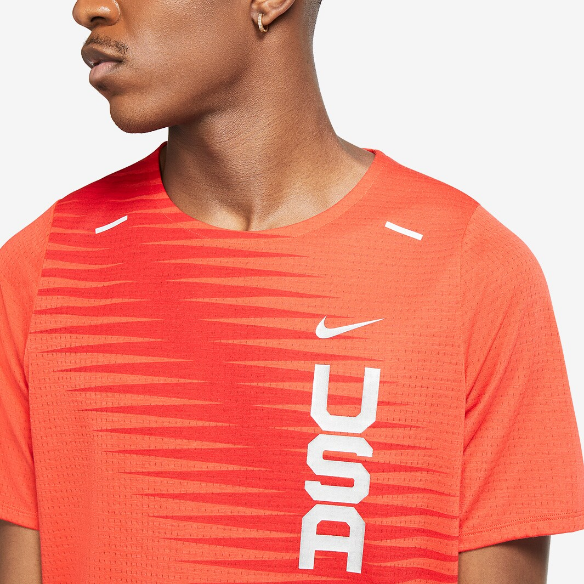 Nike USA Rise 365 Short Sleeve Top - Chile Red/Reflective Silv