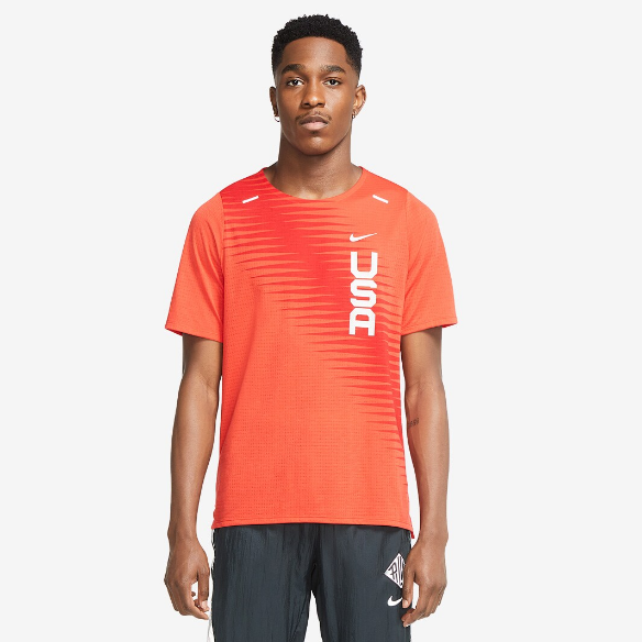 Nike USA Rise 365 Short Sleeve Top - Chile Red/Reflective Silv