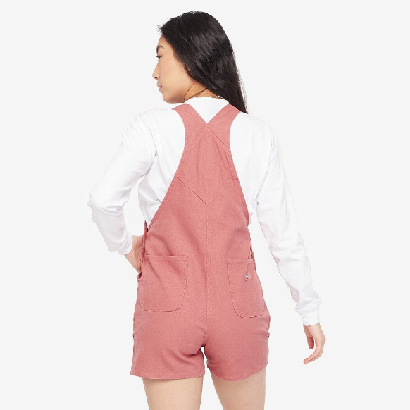 Dickies Womens Duck Canvas Short Bib - Stonewashed Withered Rose
