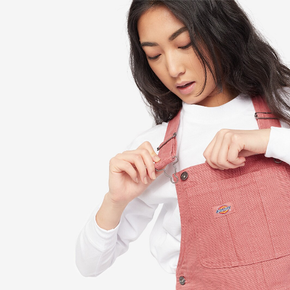 Dickies Womens Duck Canvas Short Bib - Stonewashed Withered Rose