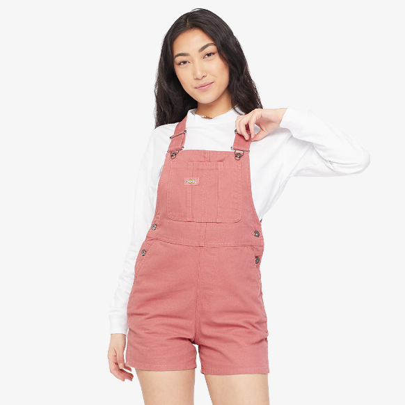 Dickies Womens Duck Canvas Short Bib - Stonewashed Withered Rose