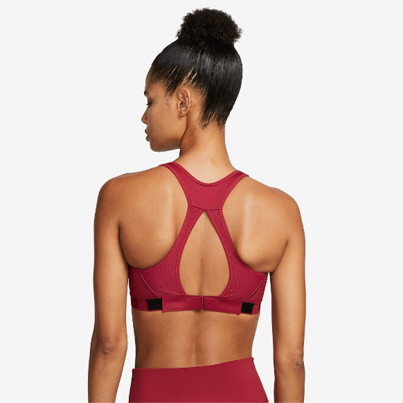 Nike Womens Dri-FIT Swoosh Adjustable Sports BraPomegranate/Pomegranate/Black