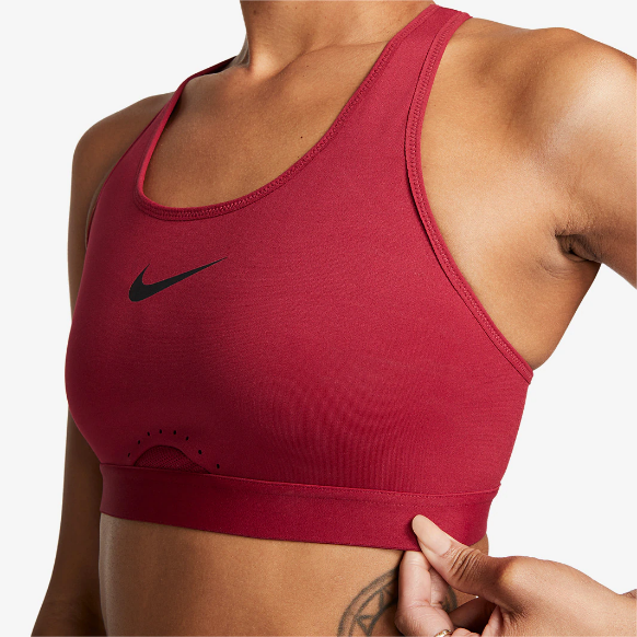 Nike Womens Dri-FIT Swoosh Adjustable Sports BraPomegranate/Pomegranate/Black