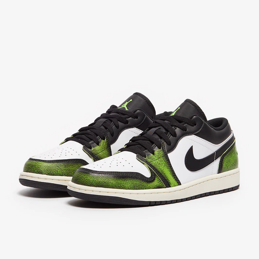 Air Jordan 1 Low SE - Black/Electric Green/White/Sail