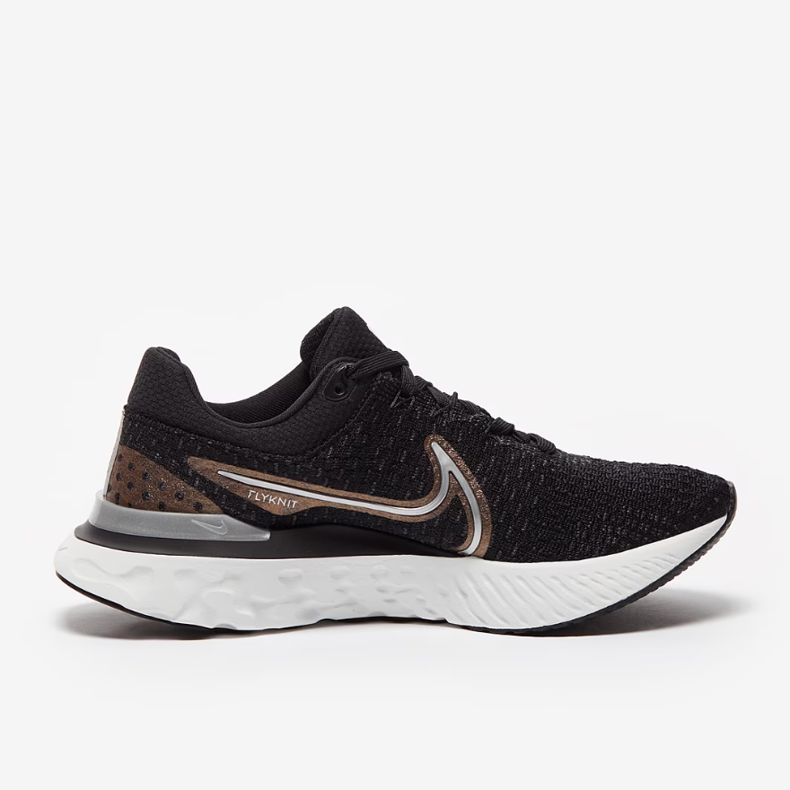 Nike Womens React Infinity Run Flyknit 3 - Black/Metallic Silver-Anthracite