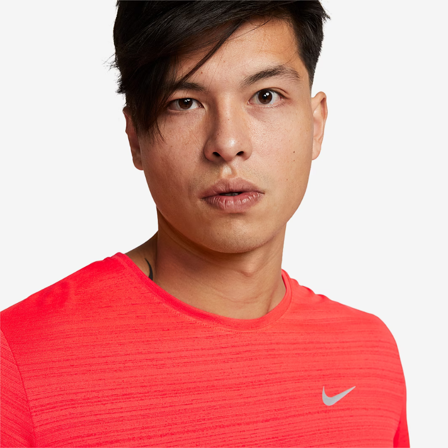 Nike Dri-FIT Miler Running T-Shirt - Bright Crimson/Black/Reflective Silv