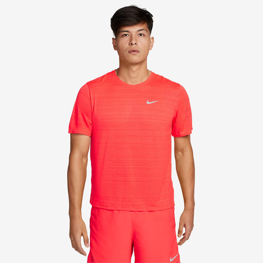 Nike Dri-FIT Miler Running T-Shirt - Bright Crimson/Black/Reflective Silv