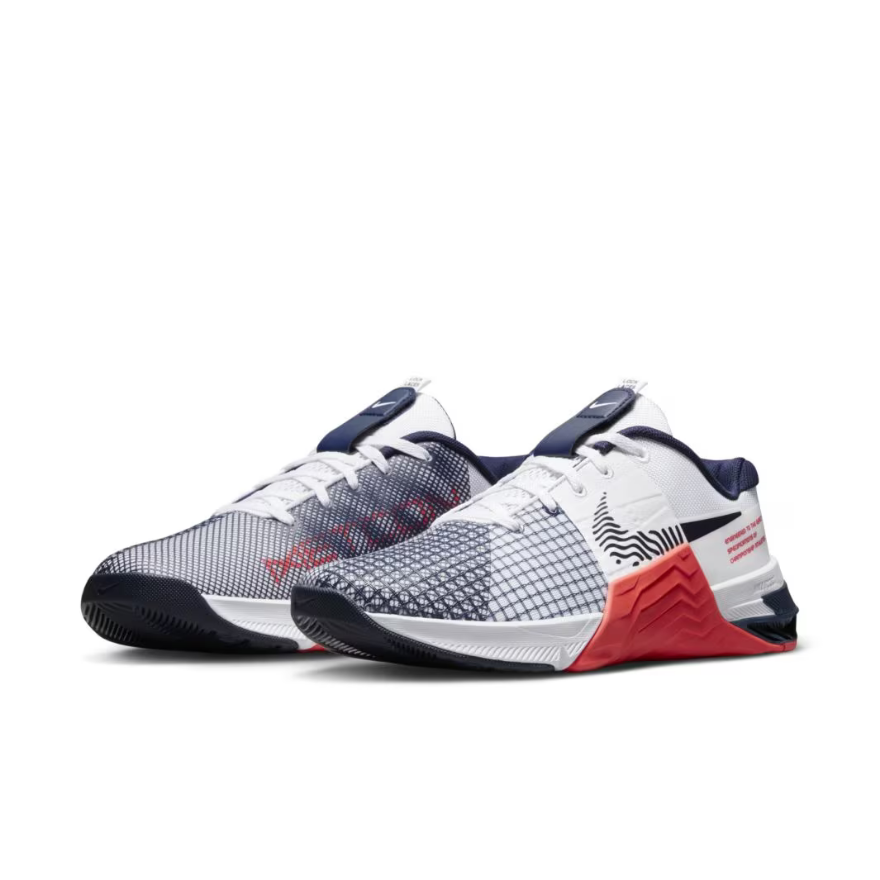 Nike Metcon 8White/Obsidian-Bright Crimson