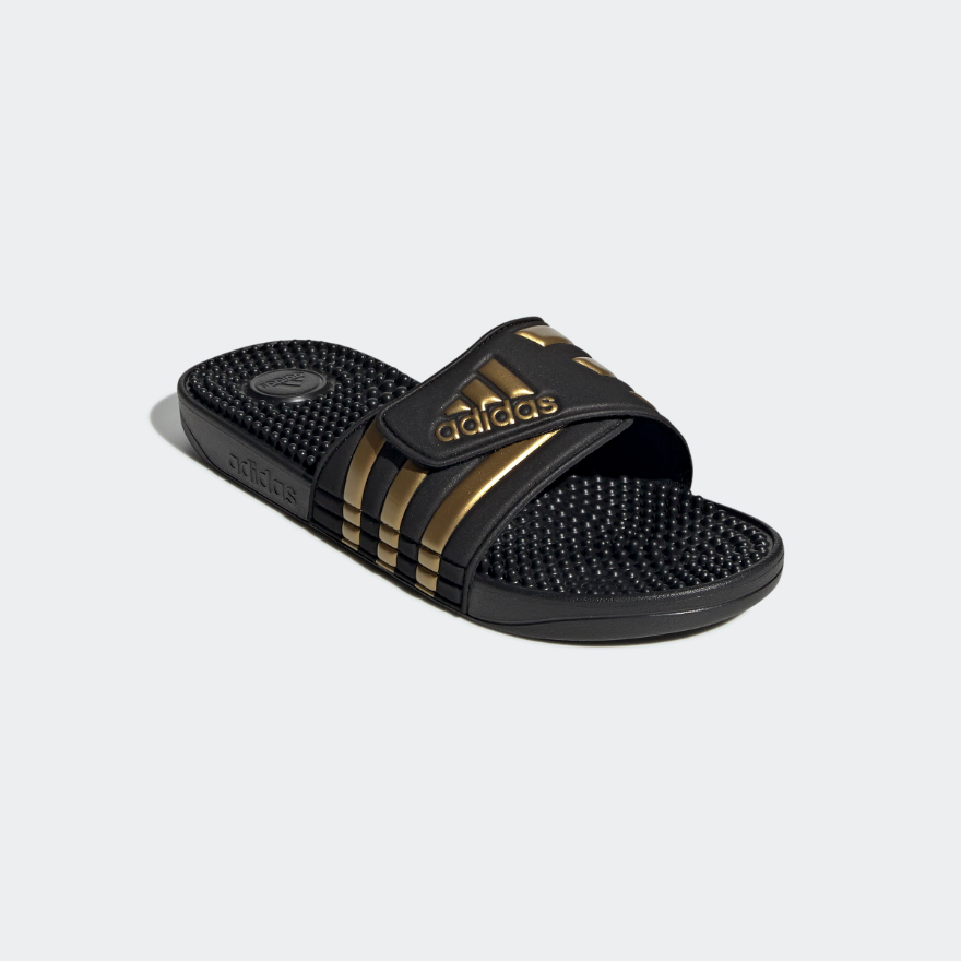 adidas Adissage Slides - Core Black/Gold Metallic/Core Black