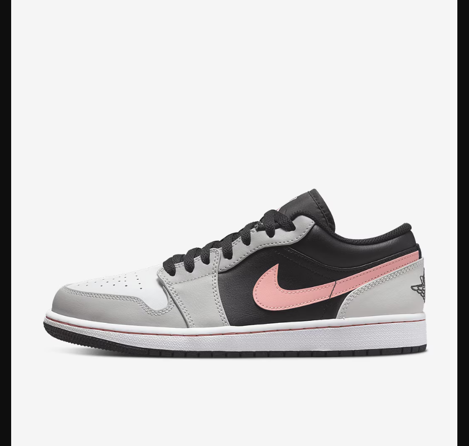 Air Jordan 1 LowBlack/Bleached Coral/Grey Fog/White
