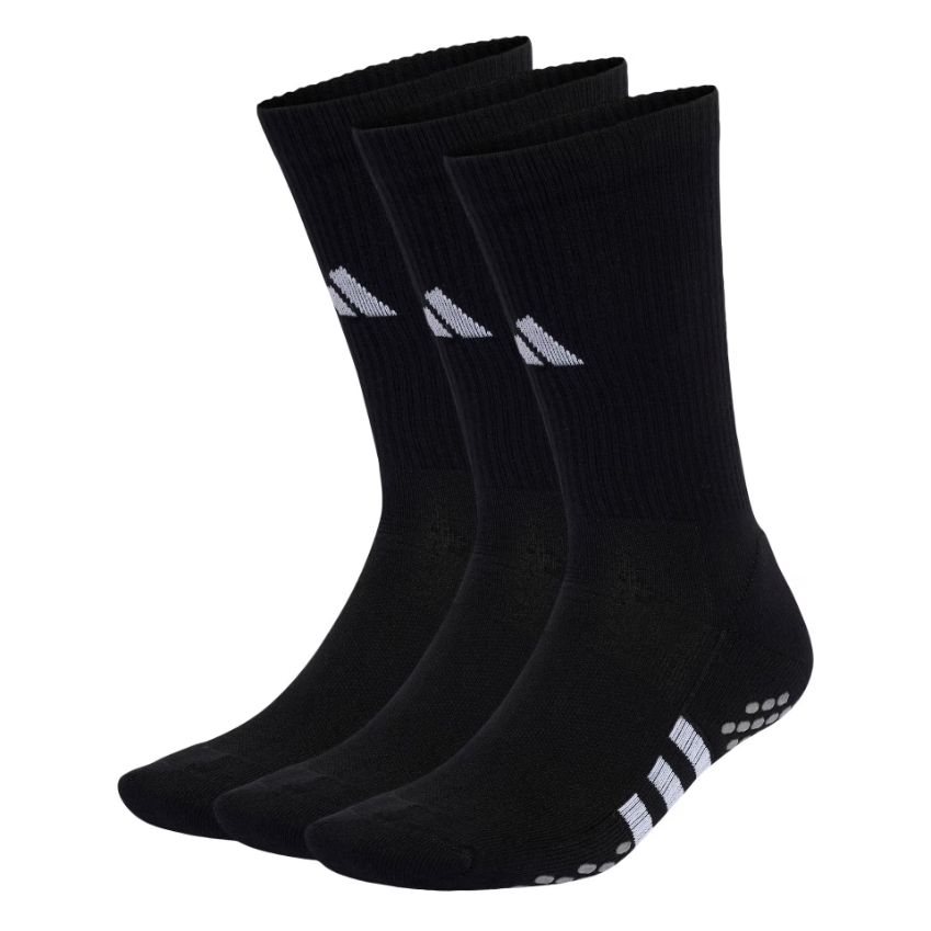 adidas Unisex Performance Cushioned Crew Grip Socks 3-PairsWhite / Black