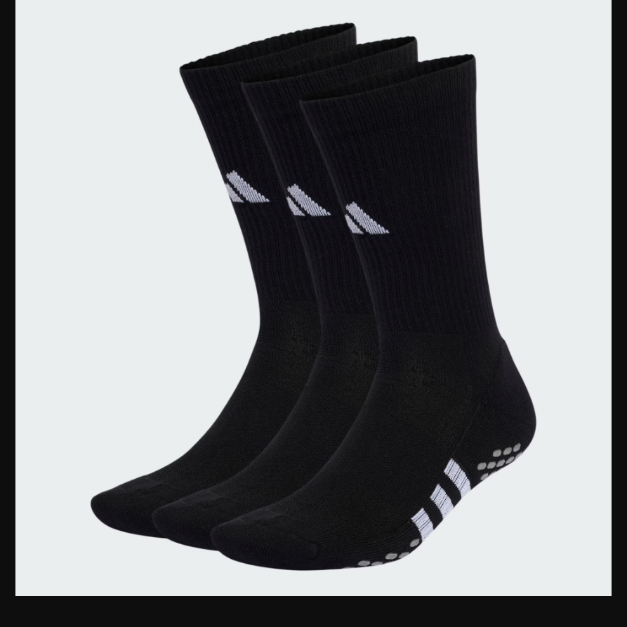 adidas Unisex Performance Cushioned Crew Grip Socks 3-PairsWhite / Black